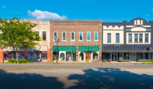 Line of small stores