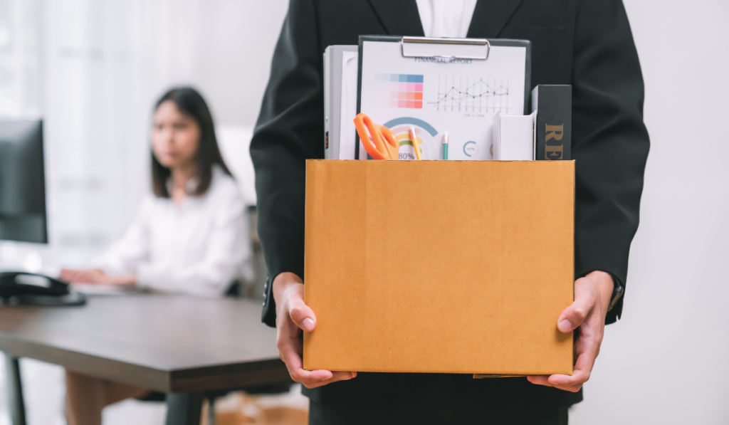 Person being laid off leaving office